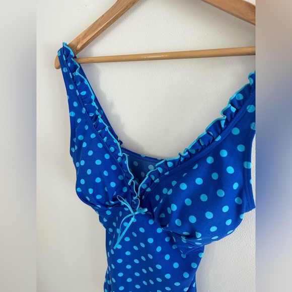 Vintage gabar polka dot bow one piece retro swim suit size 12 - Picture 2 of 7